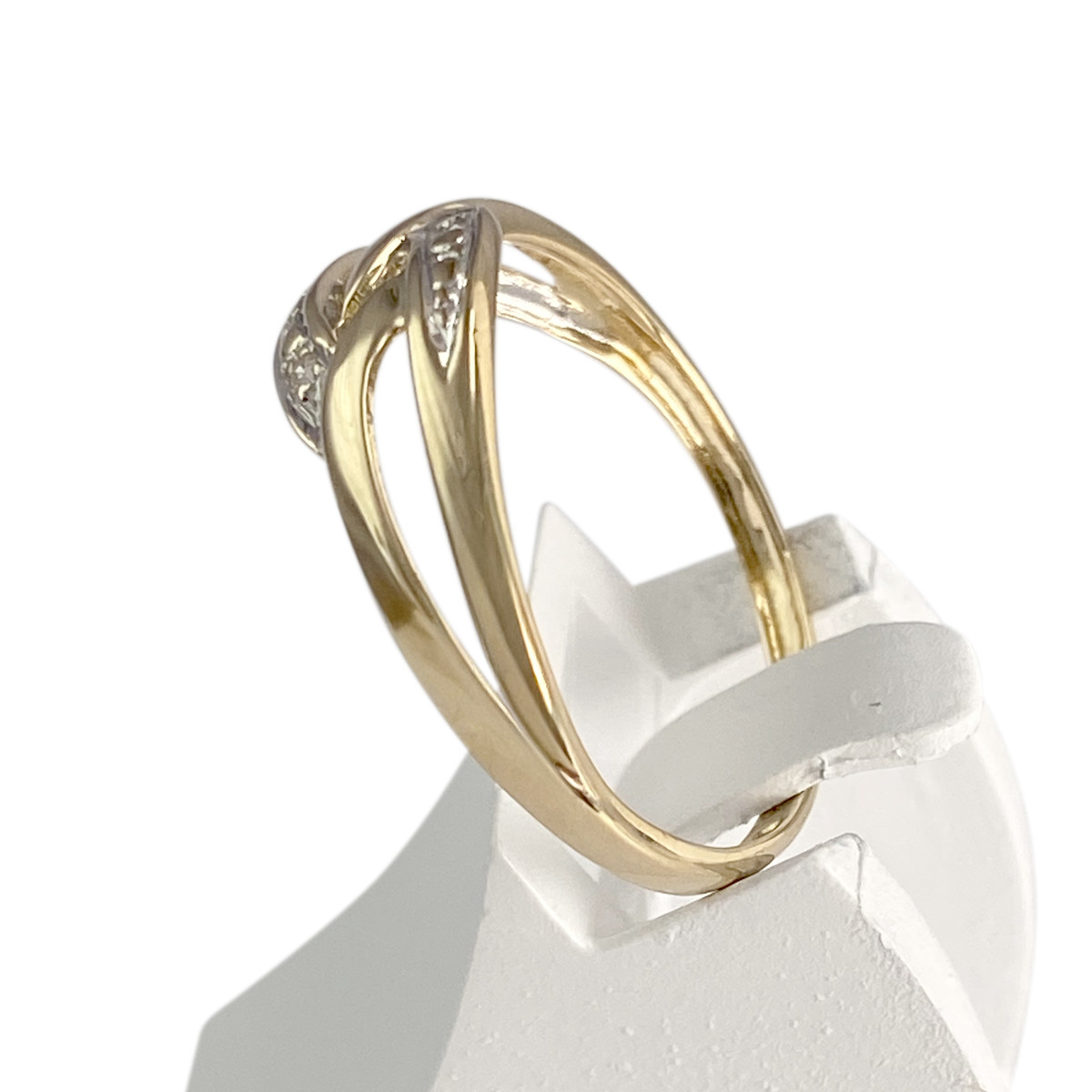 Bague d'occasion  or 750 2 tons diamants - vue 2