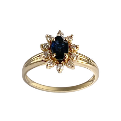 Bague d'occasion or 750 jaune saphir diamants