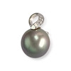 Pendentif d'occasion or 750 blanc diamants perle de Tahiti - vue V1