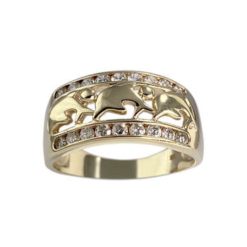 Bague d'occasion or 375 jaune dauphins zirconias