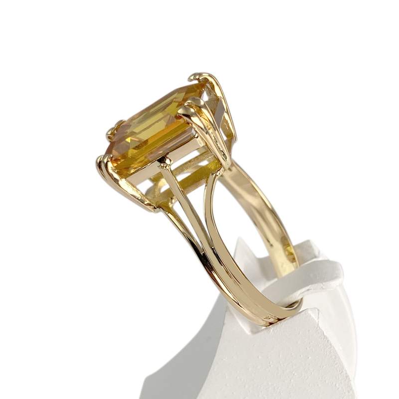 Second hand ring gold 750 yellow synthetic corundum - view 2