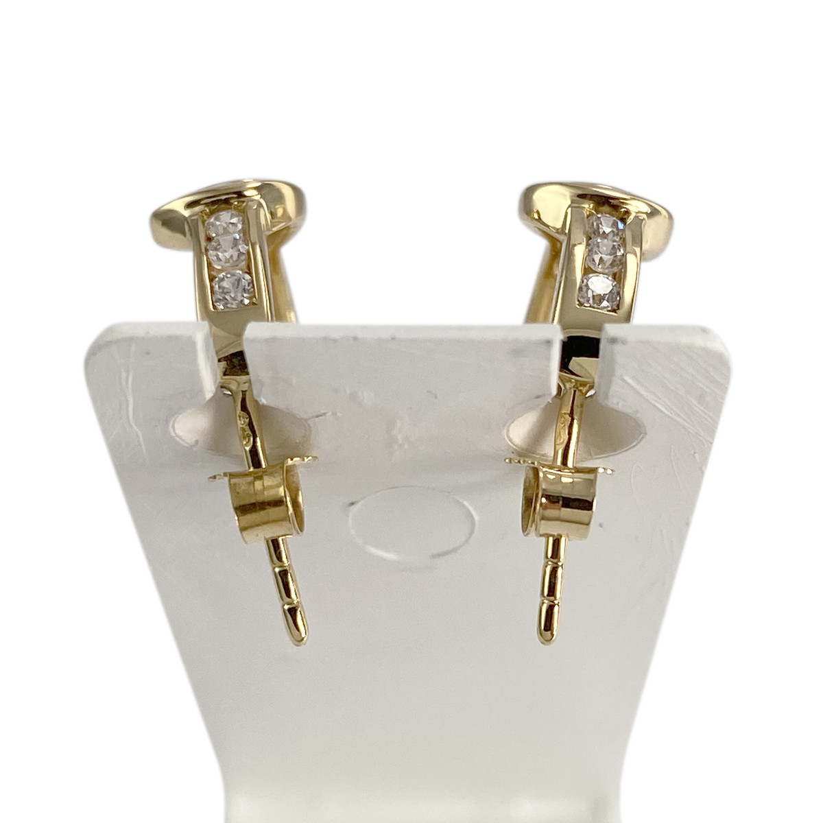 demi créoles or 750 jaune oxydes de zirconium - vue 3