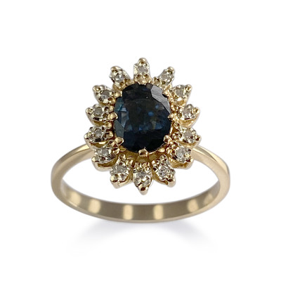 Bague d'occasion or 750 2 tons saphir diamants - vue 1