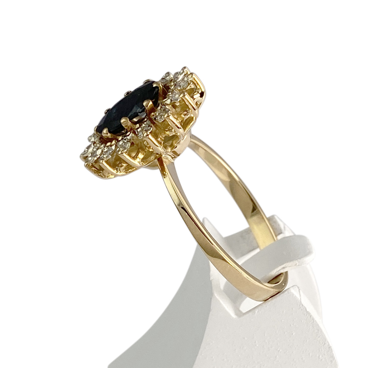 Bague d'occasion or 750 2 tons saphir diamants - vue 2