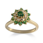 Bague d'occasion or 750 jaune émeraudes diamants - vue 1