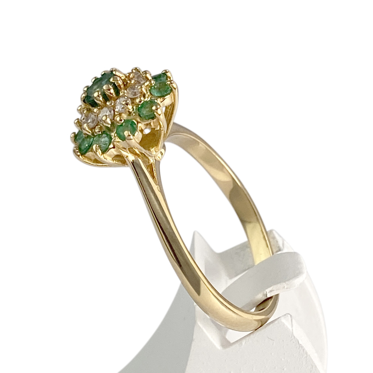 Bague d'occasion or 750 jaune émeraudes diamants - vue 2