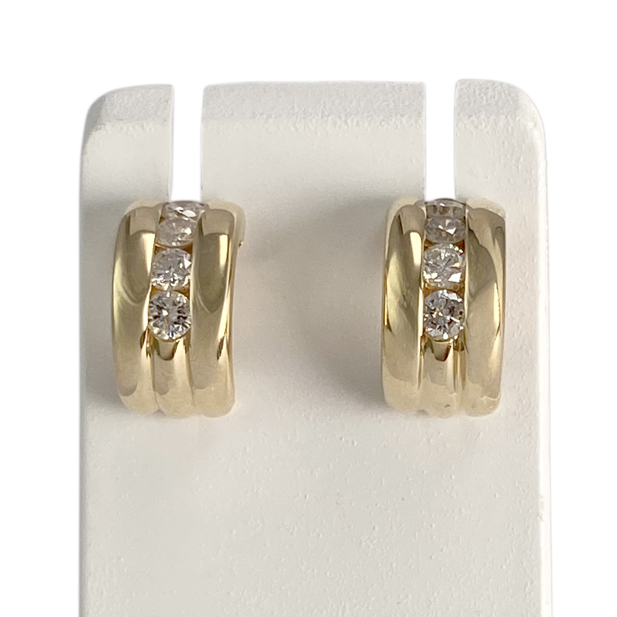 Demi créoles d'occasion or 750 jaune diamants