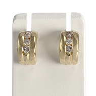 Demi créoles d'occasion or 750 jaune diamants