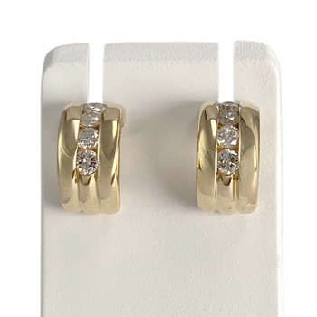 Demi créoles d'occasion or 750 jaune diamants