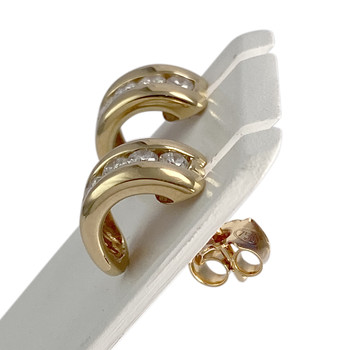 Demi créoles d'occasion or 750 jaune diamants