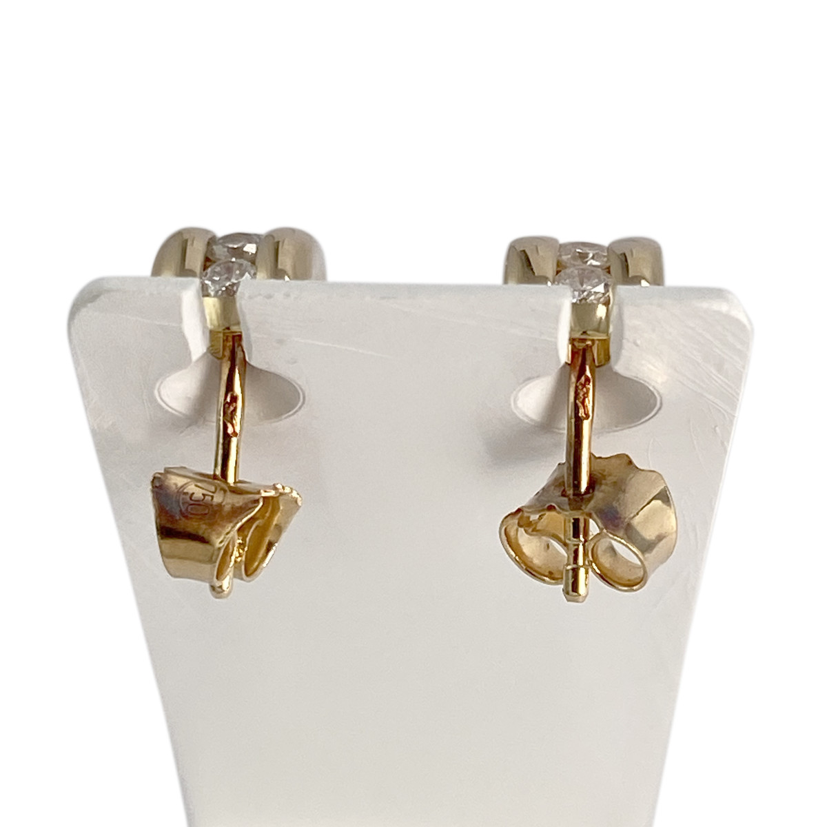 Demi créoles d'occasion or 750 jaune diamants - vue 3