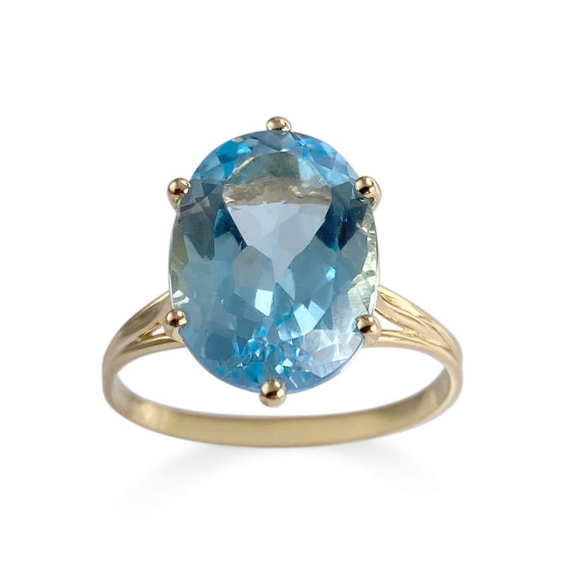 Bague d'occasion or 750 jaune topaze traitée Swiss blue - vue 1