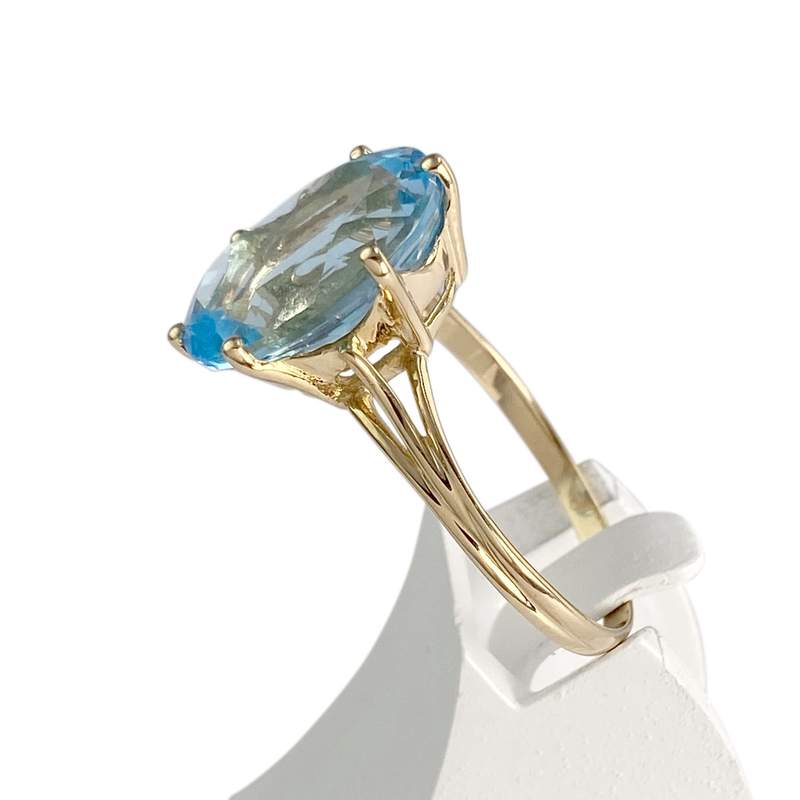 Bague d'occasion or 750 jaune topaze traitée Swiss blue - vue 2