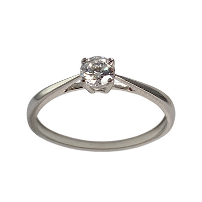 Solitaire d'occasion or 375 blanc zirconia - vue 1
