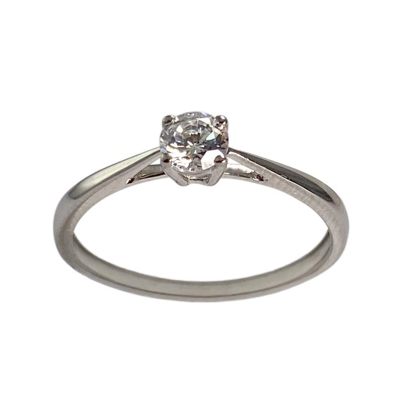 Solitaire d'occasion or 375 blanc zirconia - vue 1