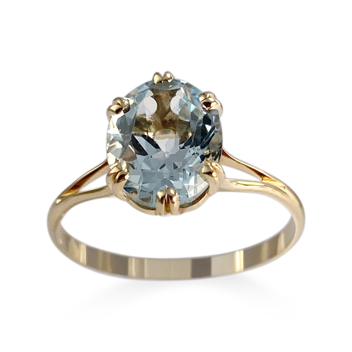 Bague d'occasion or 750 jaune topaze traitée Sky blue