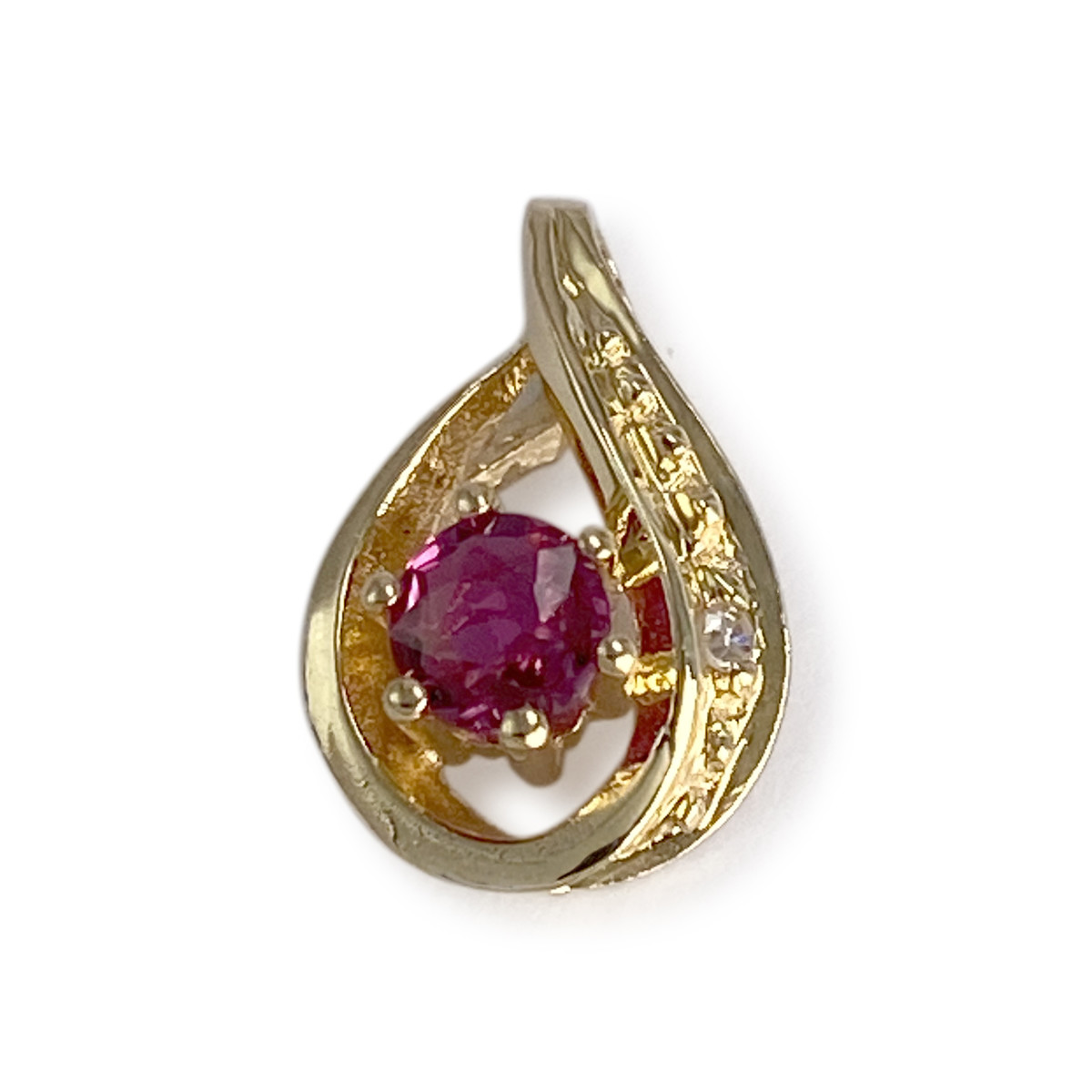 Pendentif d'occasion or 750 jaune rubis diamant
