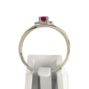 Bague d'occasion or 375 blanc rubis diamants