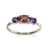 Bague d'occasion or 375 blanc tourmaline rose améthystes - vue V1