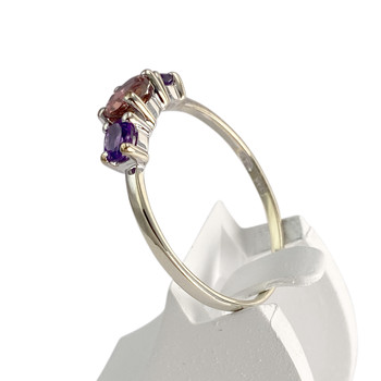 Bague d'occasion or 375 blanc tourmaline rose améthystes