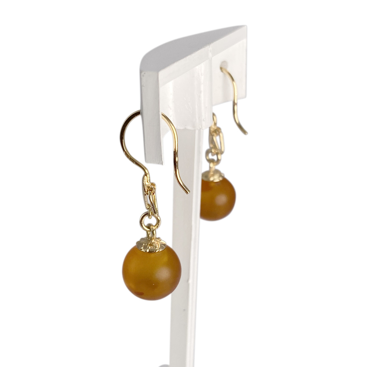 Boucles d'oreilles d'occasion or 750 jaune ambre - vue 2