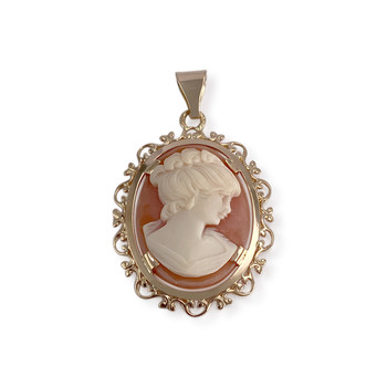 Médaille d'occasion or 750 jaune camée coquille