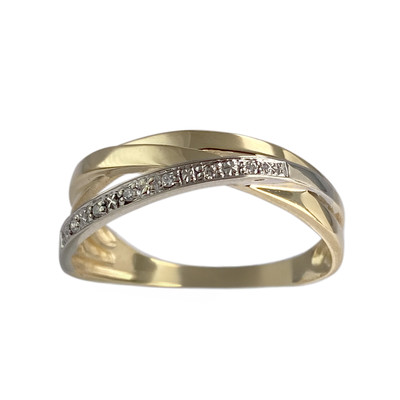 Bague d'occasion  or 750 2 tons diamants - vue 1