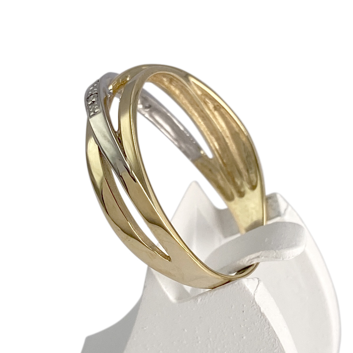 Bague d'occasion  or 750 2 tons diamants - vue 2