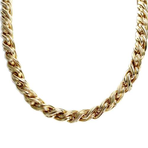 Tweedehands halsketting goud 750 geel fancy mesh 50 cm