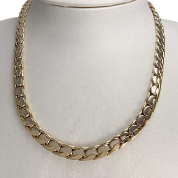 Collier d'occasion en 2 ors 750, maille fantaisie, 44 cm