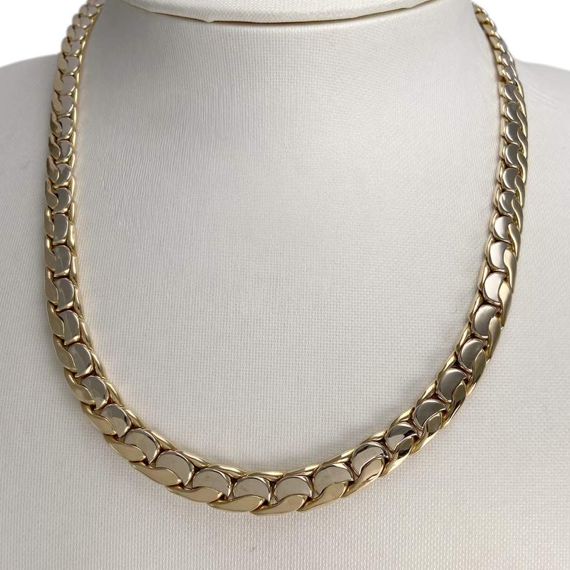 Collier d'occasion en 2 ors 750, maille fantaisie, 44 cm - vue 2