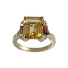 Bague d'occasion or 375 jaune citrine grenat diamant - vue V1