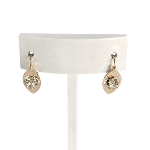 Boucles d'oreilles d'occasion 2 ors 750 pierres synthétiques