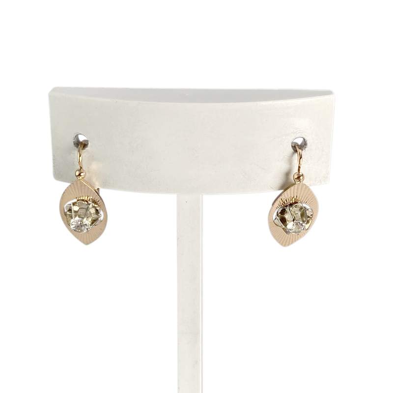Boucles d'oreilles d'occasion 2 ors 750 pierres synthétiques - vue 1
