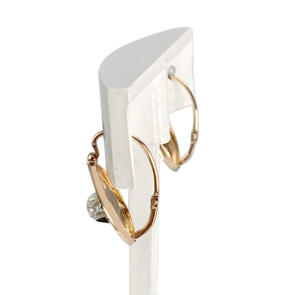 Boucles d'oreilles d'occasion 2 ors 750 pierres synthétiques - vue 2