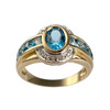 Bague d'occasion  or 750 2 tons topazes Swiss blue diamants - vue V1