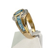 Bague d'occasion  or 750 2 tons topazes Swiss blue diamants - vue V2