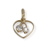 Pendentif coeur d'occasion or 750 jaune zirconias - vue 1
