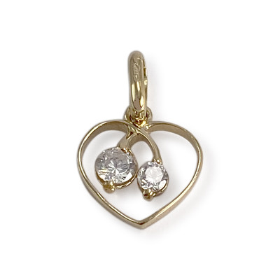 Pendentif coeur d'occasion or 750 jaune zirconias - vue 1