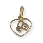Pendentif coeur d'occasion or 750 jaune zirconias - vue 2