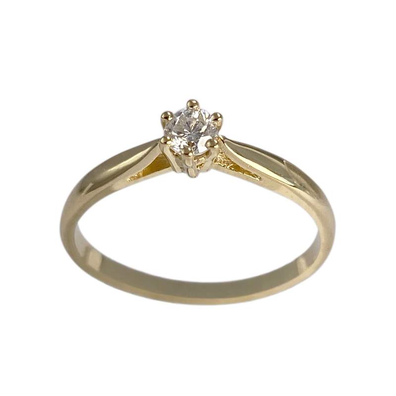 Pre-owned 18K yellow gold solitaire ring with diamond - view 1