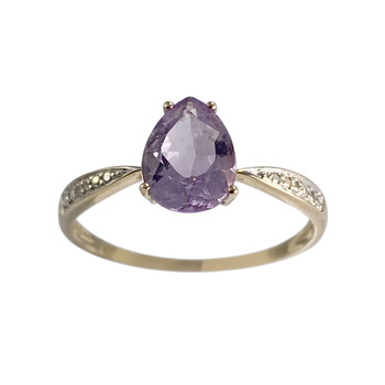 Bague d'occasion or 375 2 tons améthyste diamants