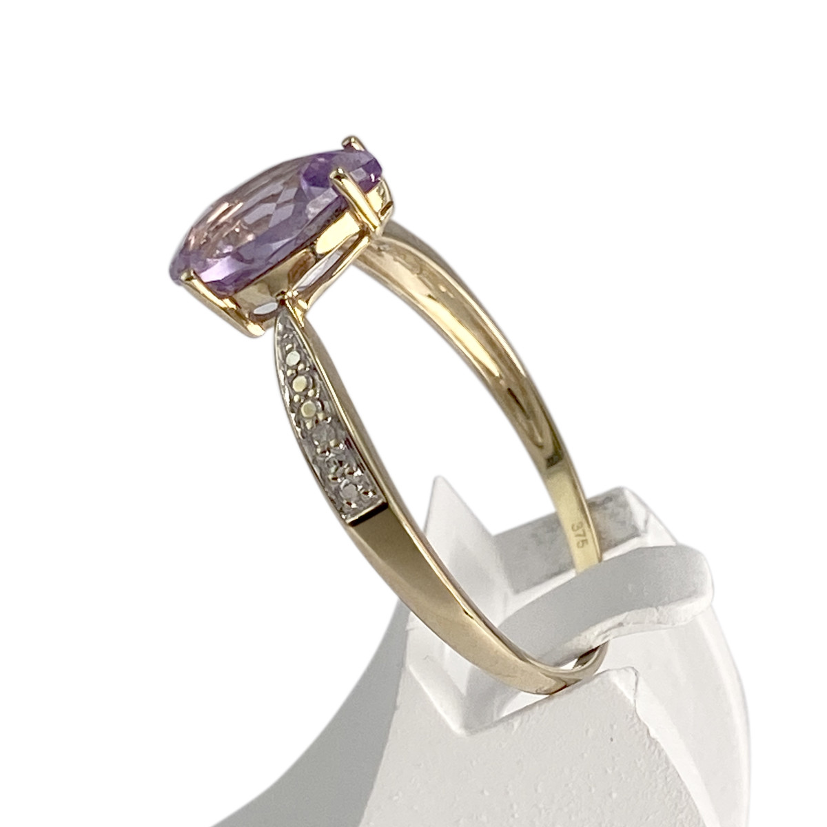 Bague d'occasion or 375 2 tons améthyste diamants - vue 2