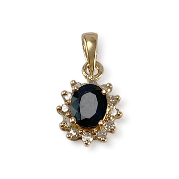 Pendentif d'occasion or 750 jaune diamants saphir
