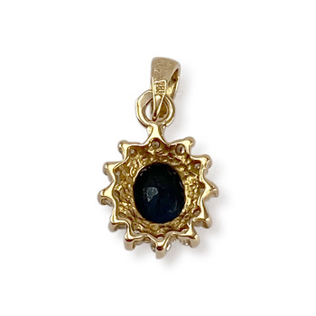 Pendentif d'occasion or 750 jaune diamants saphir