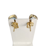 Boucles d'oreilles clous d'occasion or 750 jaune topaze bleues traitées - vue 3