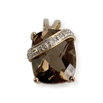Pendentif d'occasion or 750 2 tons quartz fumé diamant - vue 1