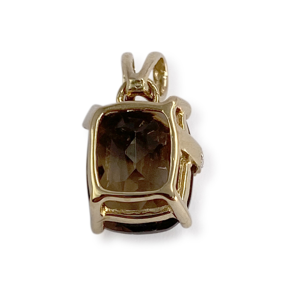 Pendentif d'occasion or 750 2 tons quartz fumé diamant - vue 2