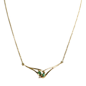 Collier d'occasion or 750 jaune diamant émeraudes