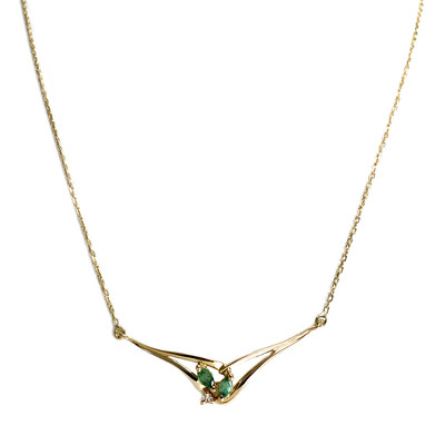 Collier d'occasion or 750 jaune diamant émeraudes